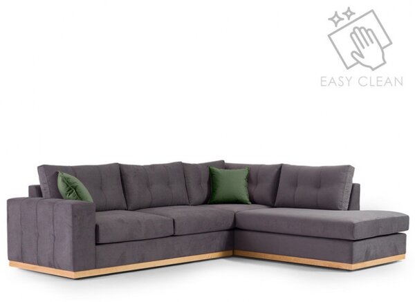 Ъглов диван ляв ъгъл Бостън тъмен сив - Натурален 280x225x95 см