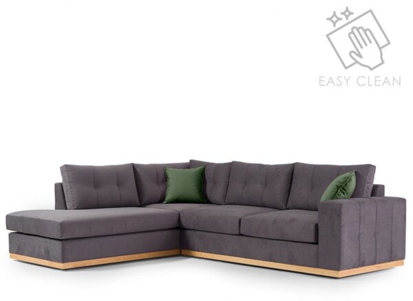 Ъглов диван десен ъгъл Бостън тъмен сив - Натурален 280x225x95 см