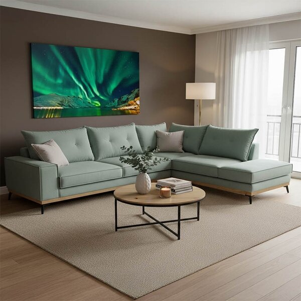 Ъглов диван ляв ъгъл Luxury II Ciel - Крем - Черен 290x235x90 см