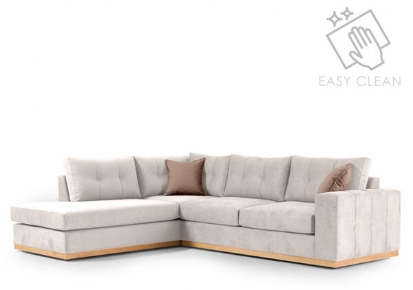 Ъглов диван десен Бостън Крем - Мока - Натурален 280x225x95 см