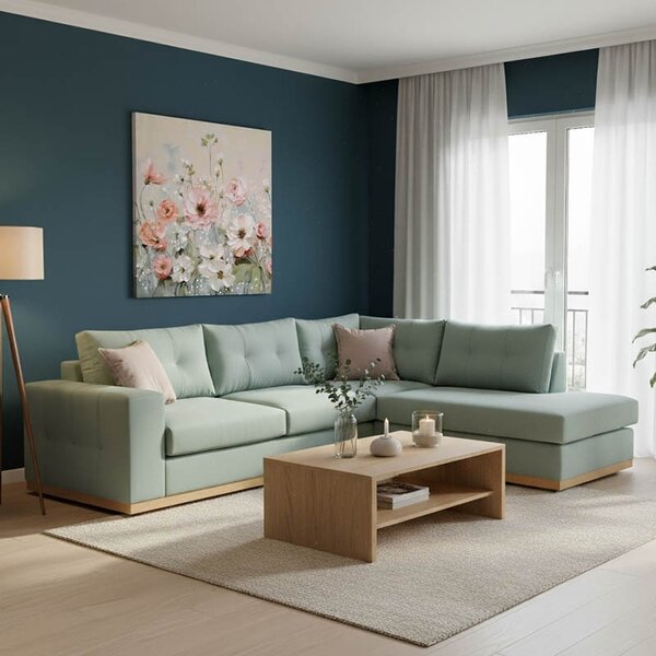 Ъглов диван ляв ъгъл Бостън Сиел - Крем - Натурален 280x225x95 см