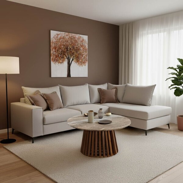 Ъглов диван ляв ъгъл Романтичен Крем - Мока 290x235x95 см