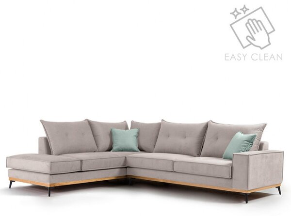 Разтегателен ъглов диван десен ъгъл Luxury II Elephant - Ciel - Черен 290x235x90 см
