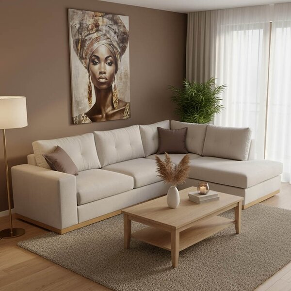 Ъглов диван ляв ъгъл Бостън крем - мокка - натурален 280x225x95 см