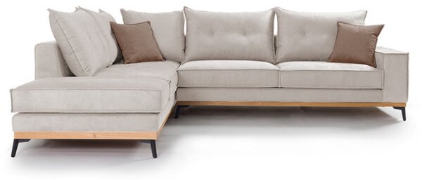 Разтегателен ъглов диван десен ъгъл Luxury II Крем - Мока - Черен 290x235x90 см