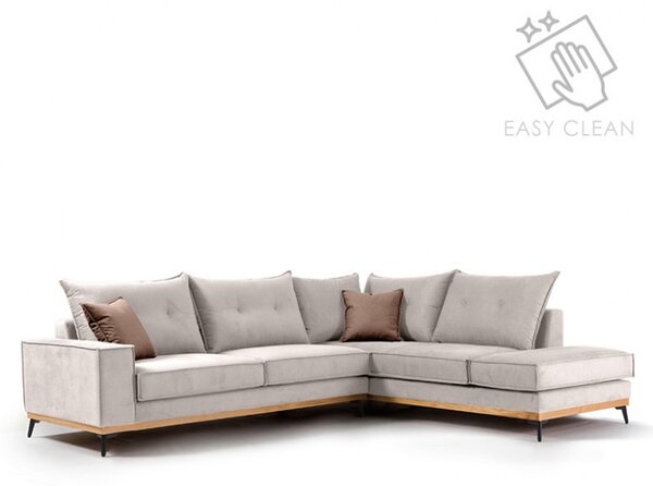 Ъглов диван ляв ъгъл Luxury II Крем - Мока - Черен 290x235x90 см