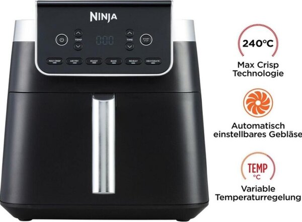Фритюрник с горещ въздух Ninja AF180EU, 6.2 L, черен
