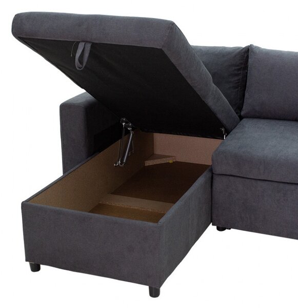 Ъглов диван Лилиан антрацит 225x148x81 см