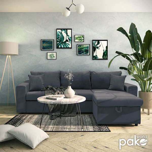 Ъглов диван Лилиан антрацит 225x148x81 см