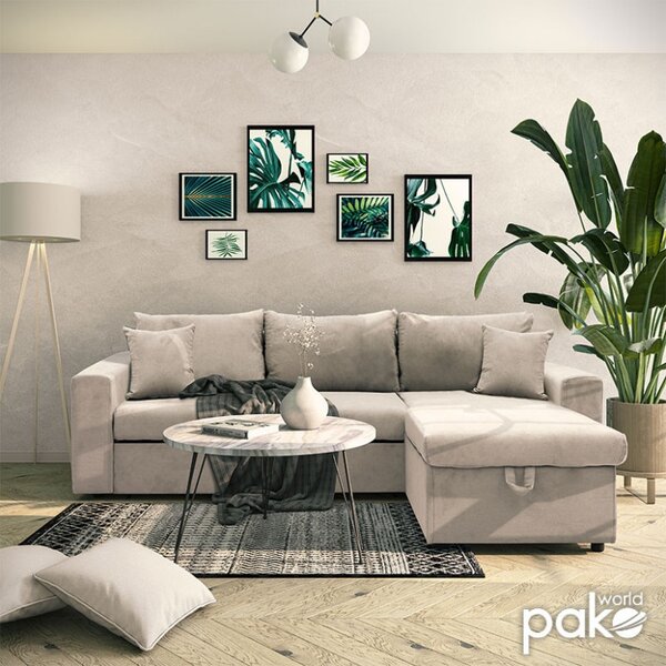 Ъглов диван Лилиан бежов 225x148x81 см