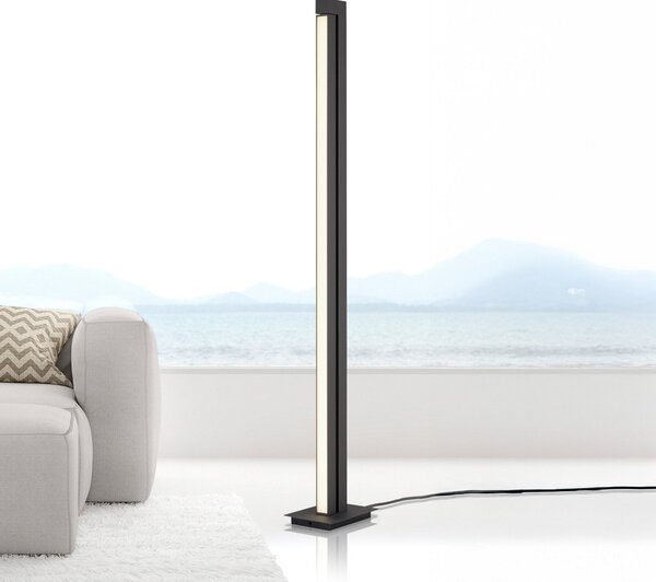 PURE LED подова лампа Lines, антрацит, дистанционно управление, 140 cm, Затъмняване, Черен, Дневна/трапезария, Метал, Модерен