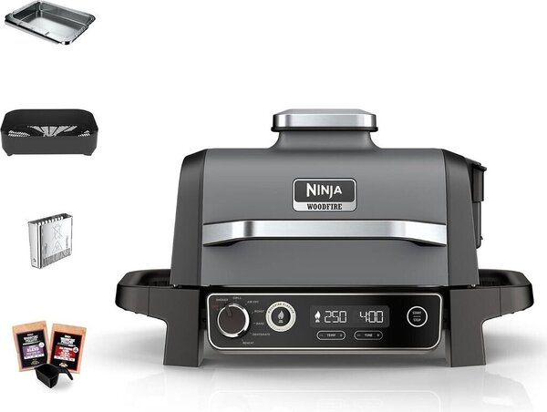 Електрическа скара Ninja OG701EU Woodfire, 2400W, сива