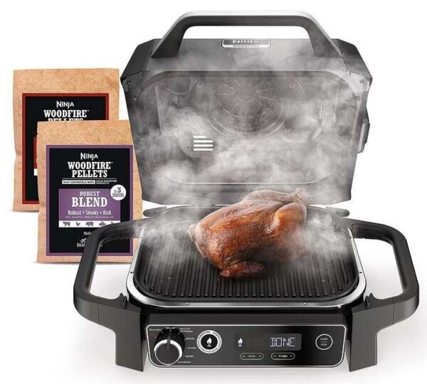 Електрическа скара Ninja OG701EU Woodfire, 2400W, сива