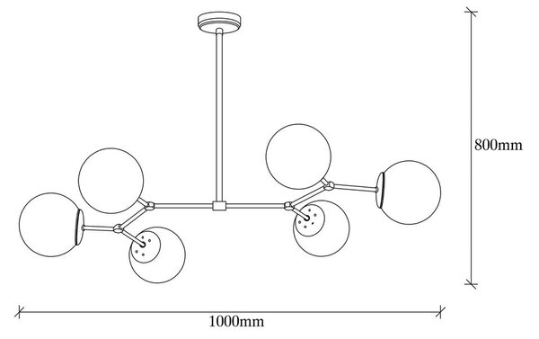 Черно висящо осветително тяло за 6 крушки Damar Horizontal - Opviq lights