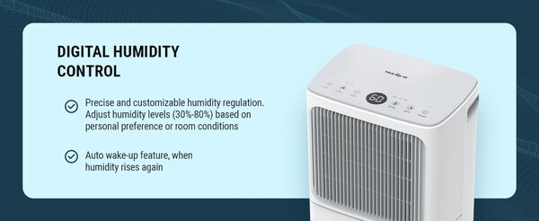 Обезвлажнител за въздух Rohnson, R-91812, 160W, до 45 м2, бял
