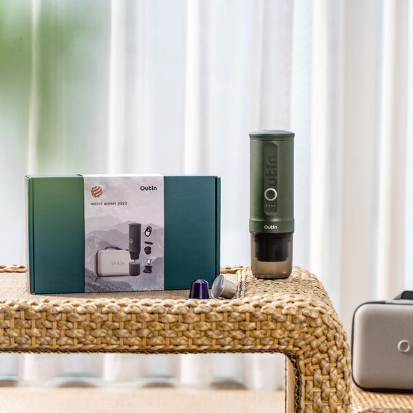 Преносима кафемашина Outin Nano, Forest Green + Калъф