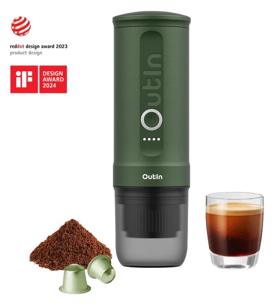 Преносима кафемашина Outin Nano, Forest Green + Калъф