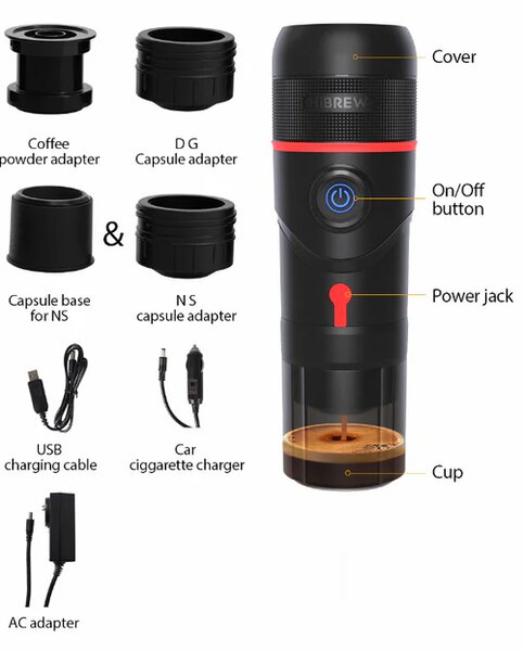 Преносима кафемашина HiBREW H4 Basic, 3 в 1, черна