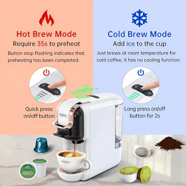 Мултифункционална кафемашина HiBREW H2B, 5 в 1, бяла