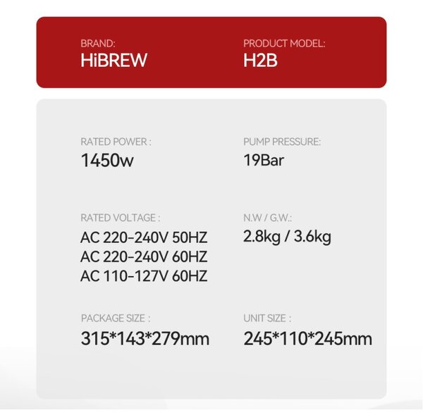 Мултифункционална кафемашина HiBREW H2B, 5 в 1, бяла