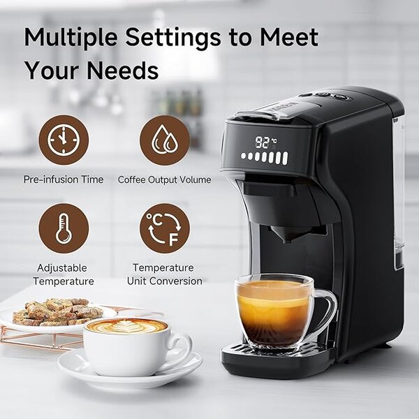 Мултифункционална кафемашина HiBREW H1B, 5 в 1, черна