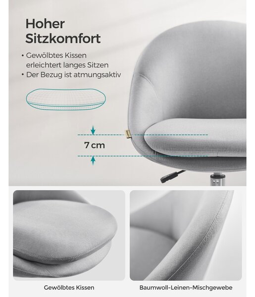 Стол за офис Songmics Сив 56x60x93.3 см