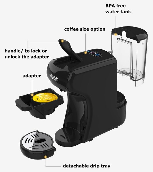 Мултифункционална кафемашина HiBREW H1A, 4 в 1, черна