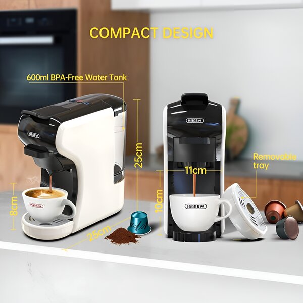 Мултифункционална кафемашина HiBREW H1A, 4 в 1, бяла