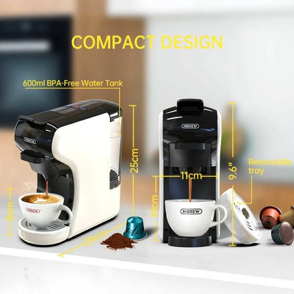 Мултифункционална кафемашина HiBREW H1A, 4 в 1, бяла