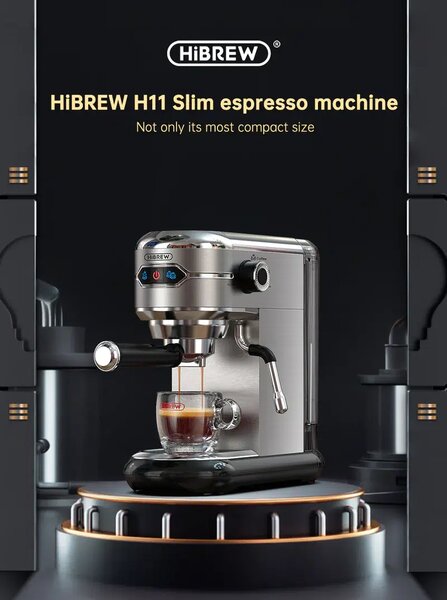 Кафемашина с мляно кафе HiBrew H11, 20 бара, сива