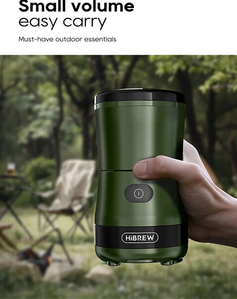 Преносима електрическа кафемелачка HiBrew G2, 3 в 1, зелена