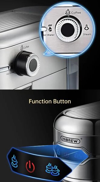 Кафемашина с мляно кафе HiBrew H11, 20 бара, сива