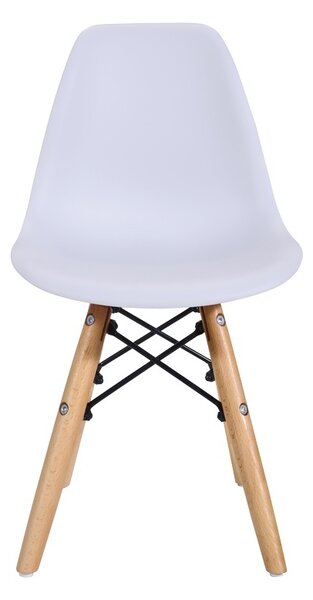 Детски стол Julita от бяла PP пластмаса и естествена букова дървесина 31x35x57,5 cm