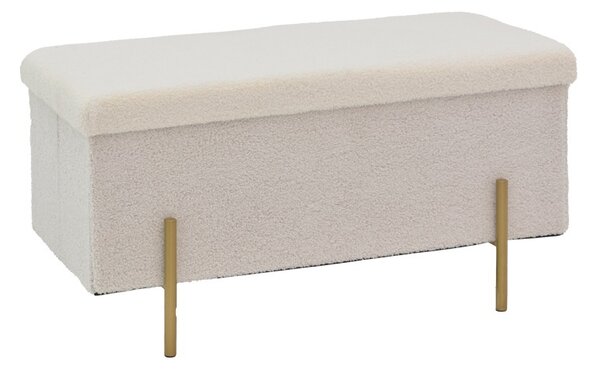 Табуретка Ziwel с покривало Teddy white gold 80x40x40 cm