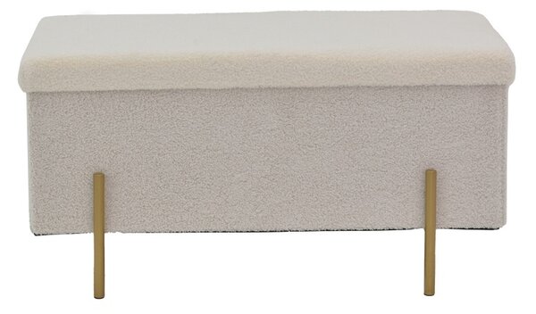 Табуретка Ziwel с покривало Teddy white gold 80x40x40 cm
