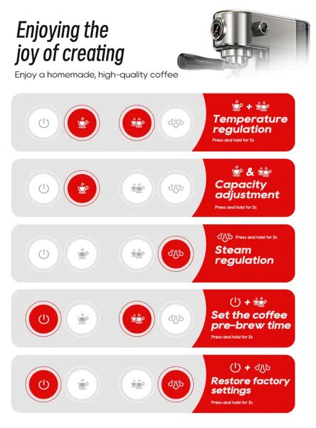 Кафемашина за еспресо HiBrew H10B, 20 бара, сива