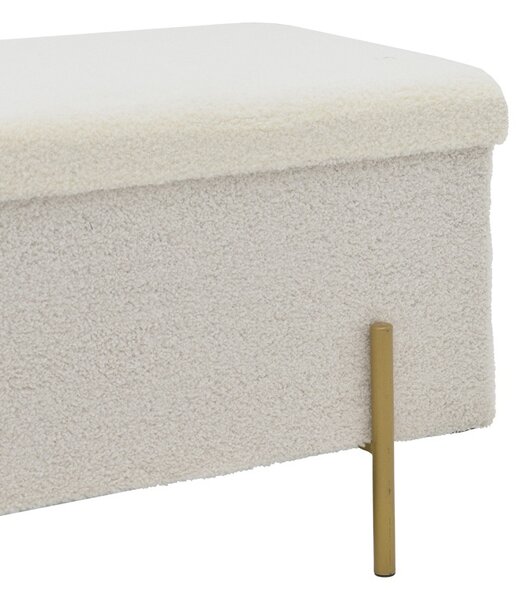 Табуретка Ziwel с покривало Teddy white gold 80x40x40 cm