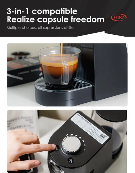 Мултикапсулна кафемашина HiBREW H3C, 3 в 1, черна