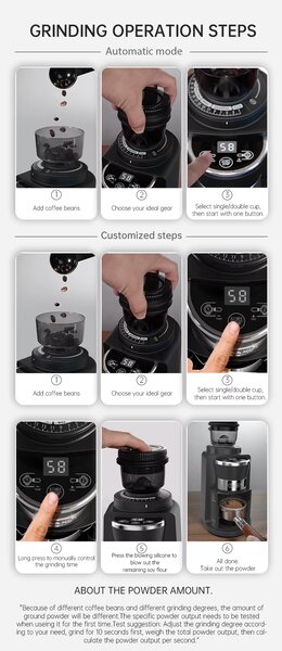 Електрическа кафемелачка с 34 степени на смилане HiBREW Grinder G3A, черна