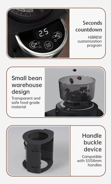 Електрическа кафемелачка с 34 степени на смилане HiBREW Grinder G3A, черна