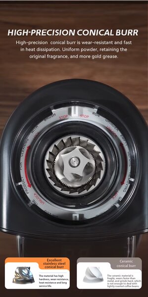 Електрическа кафемелачка с 34 степени на смилане HiBREW Grinder G3A, черна