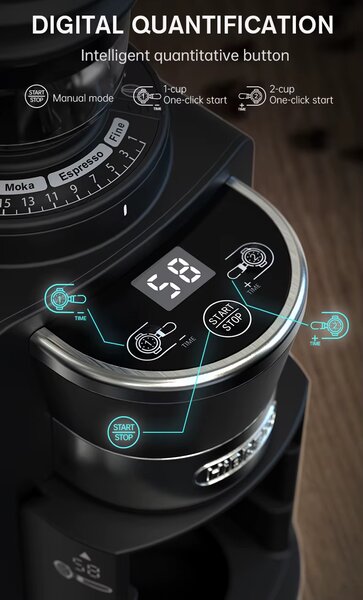 Електрическа кафемелачка с 34 степени на смилане HiBREW Grinder G3A, черна