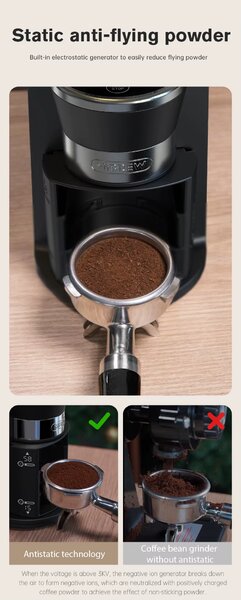 Електрическа кафемелачка с 34 степени на смилане HiBREW Grinder G3A, черна