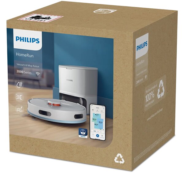 Прахосмукачка робот Philips HomeRun 2000 Series XU2100/20, бяла
