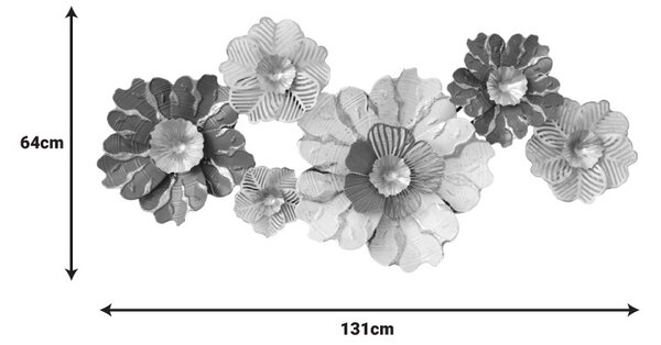 Метална декорация за стена Daisy Pako Pako World Golden 131x64x9.5 cm