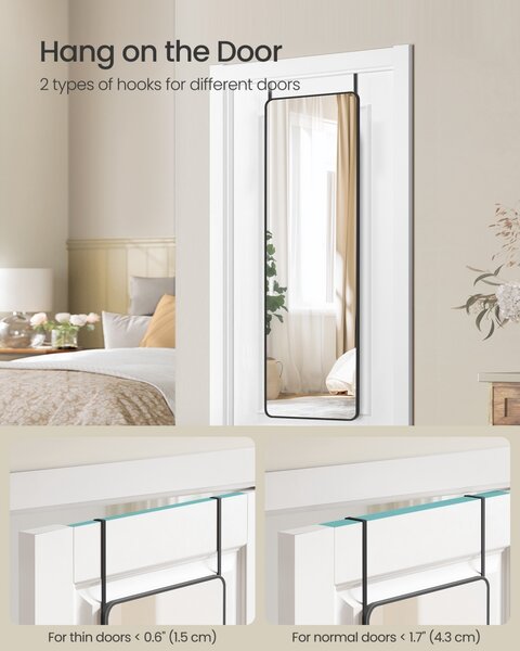 Подово огледало Черно Songmics 120x40x1,3 cm
