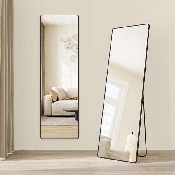 Подово огледало Черно Songmics 160x50x1,3 cm