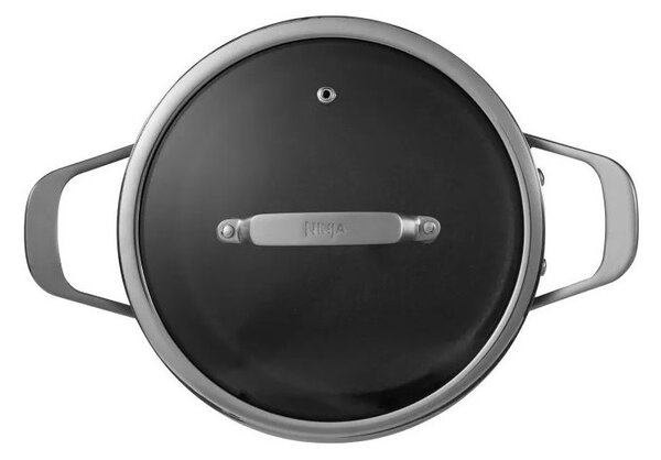 Комплект тенджери Ninja ZeroStick C33300DE, 6 части, До 260°C, Незалепващо покритие, Без PFAS, Стъклен капак, Индукция, Черен