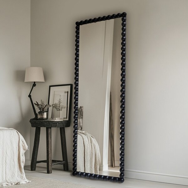 Огледало с дървена рамка, Ledalo, Pako World, черно, 45x4.5x130 см