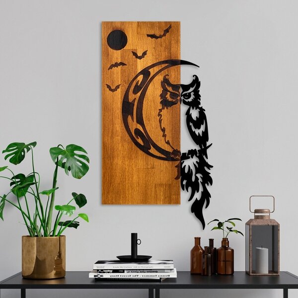 Стенна декорация, Owle, Pako World, борова дървесина, естествен цвят, 36x3x66 см